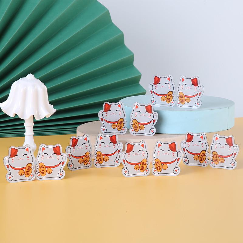 Fortune Cat Blessing Cartoon Magnetic Acrylic Epoxy Refrigerator Sticker
