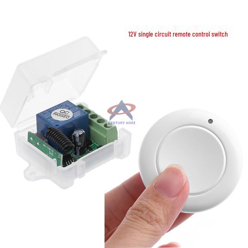 DC 12V Remote Switch with Adhesive Round Control & Self-Reset Receiver Single Channel Remote Control Switch