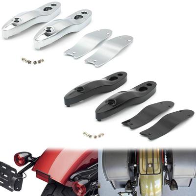 Motorcycle Rear Turn Signal Indicator Extension License Plate Bracket Relocation Kit Black Chrome Plastic For Softail 2000-2024