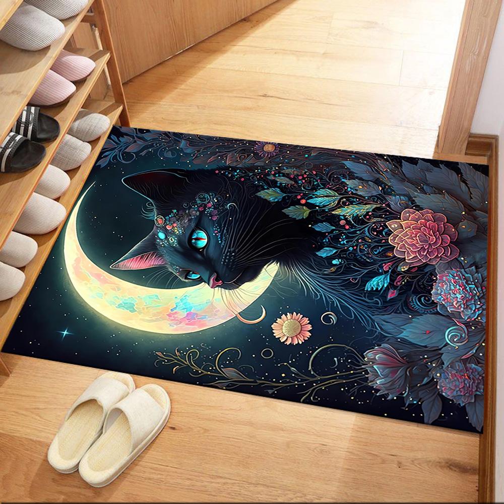 Moonlit Cat Dream Floor Mats for Living Room, Bedroom and Room Decoration Are Suitable for Gifts.