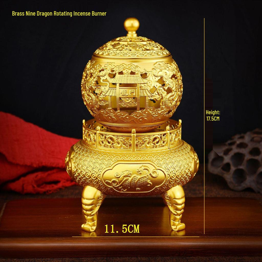 Brass Qiankun Divine Beasts Incense Burner - Fortune Buddha Ornament for Home or Office.