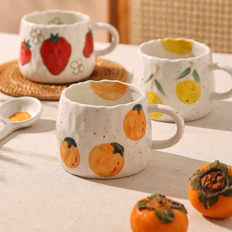 Perfect For Home, Office, Event Gifts And Holiday Gifts Halloween Hand Painted Ceramic Coffee Mug With Strawberry Pattern Design