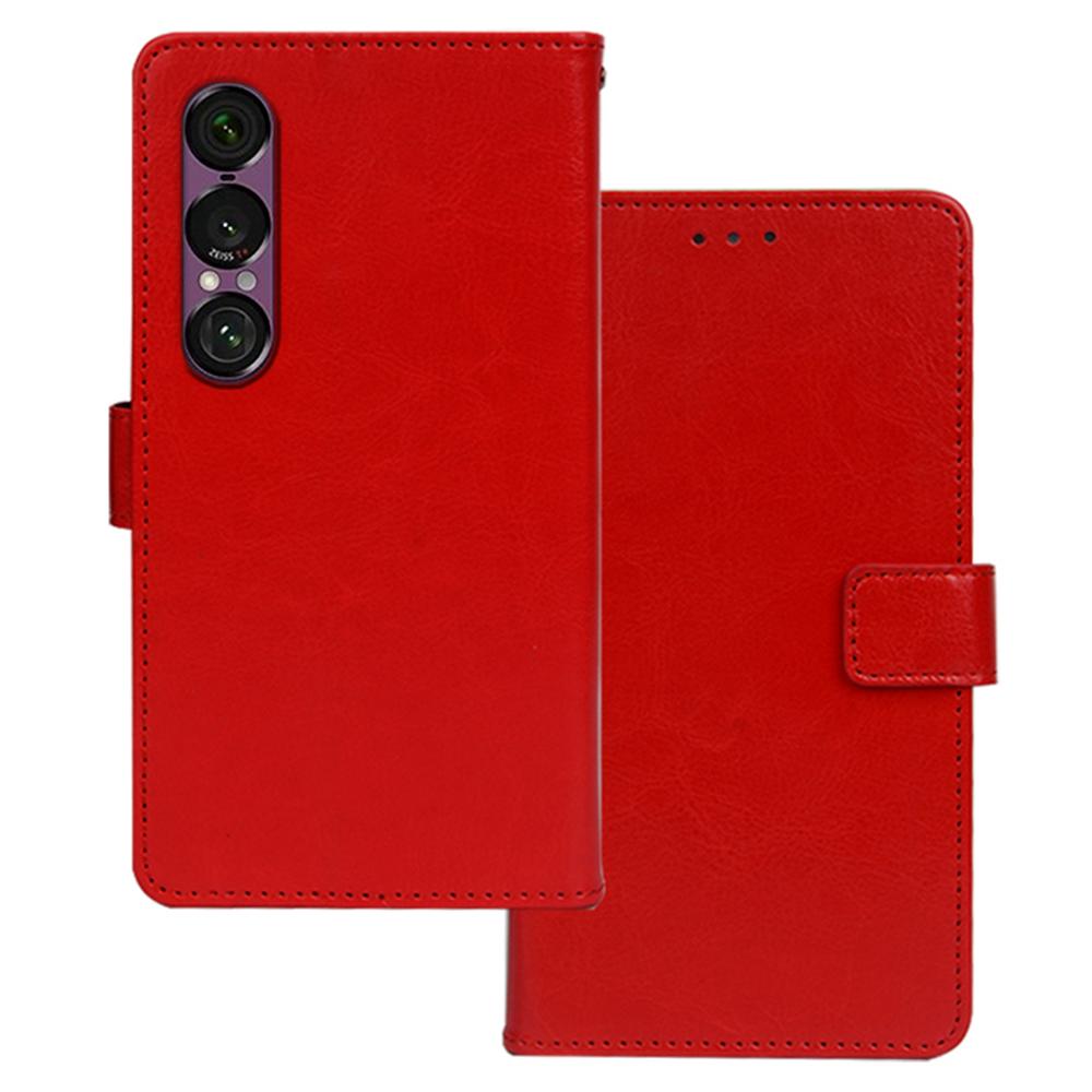 IDEWEI For Sony Xperia 1 VII Case Wallet Leather Phone Cover Crazy Horse Texture