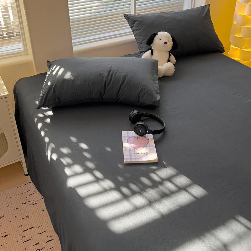 

2024 New A-class Mother And Baby Grade Washed Cotton Bed Flat Sheet Pillowcases Solid Color Three Piece Set 48x74x2 pillowcases