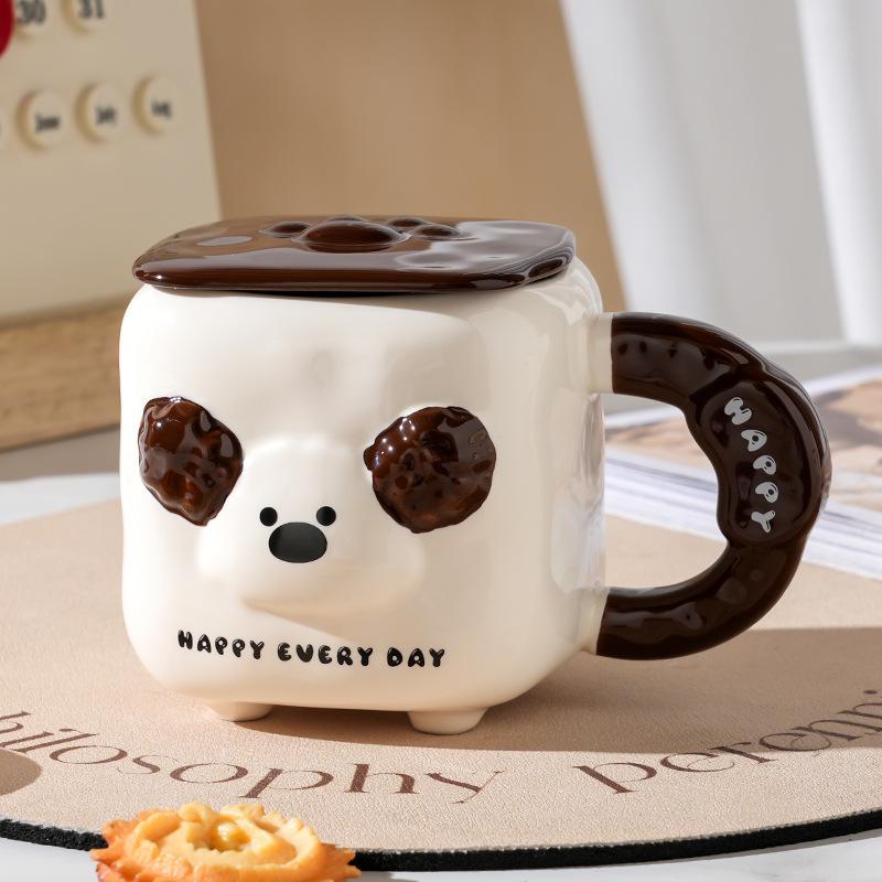 

Керамическая кружка высокой ценности с крышкой, милая летняя девушка, пара, чашка для воды, подарочная коробка, креативный сувенир 301-400ml