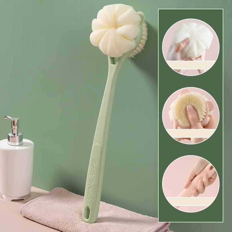 Long Handle Bath Brush Double-Sided Scrubbing Shower Towel Back Scraper Detachable Strong Bath Soft Bristle Washing Brush
