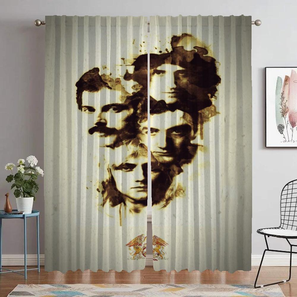 Queen Window Curtain for Room 2 Panel Shades Modern Living Room Curtains Halloween Decoration Tulle for Bedroom Partition Camera