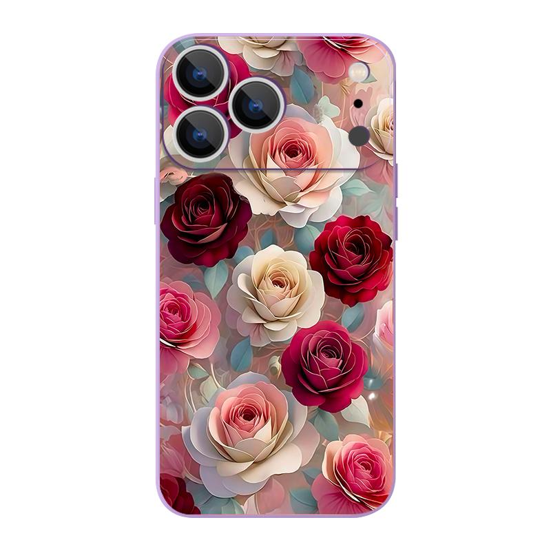 For iPhone 17 Pro Max Case Oil Painting Rose Flowers Magnetic For Magsafe Silicone Cover For iPhone 16 Pro Max Funda iPhone 15 14 13 12 11 16E
