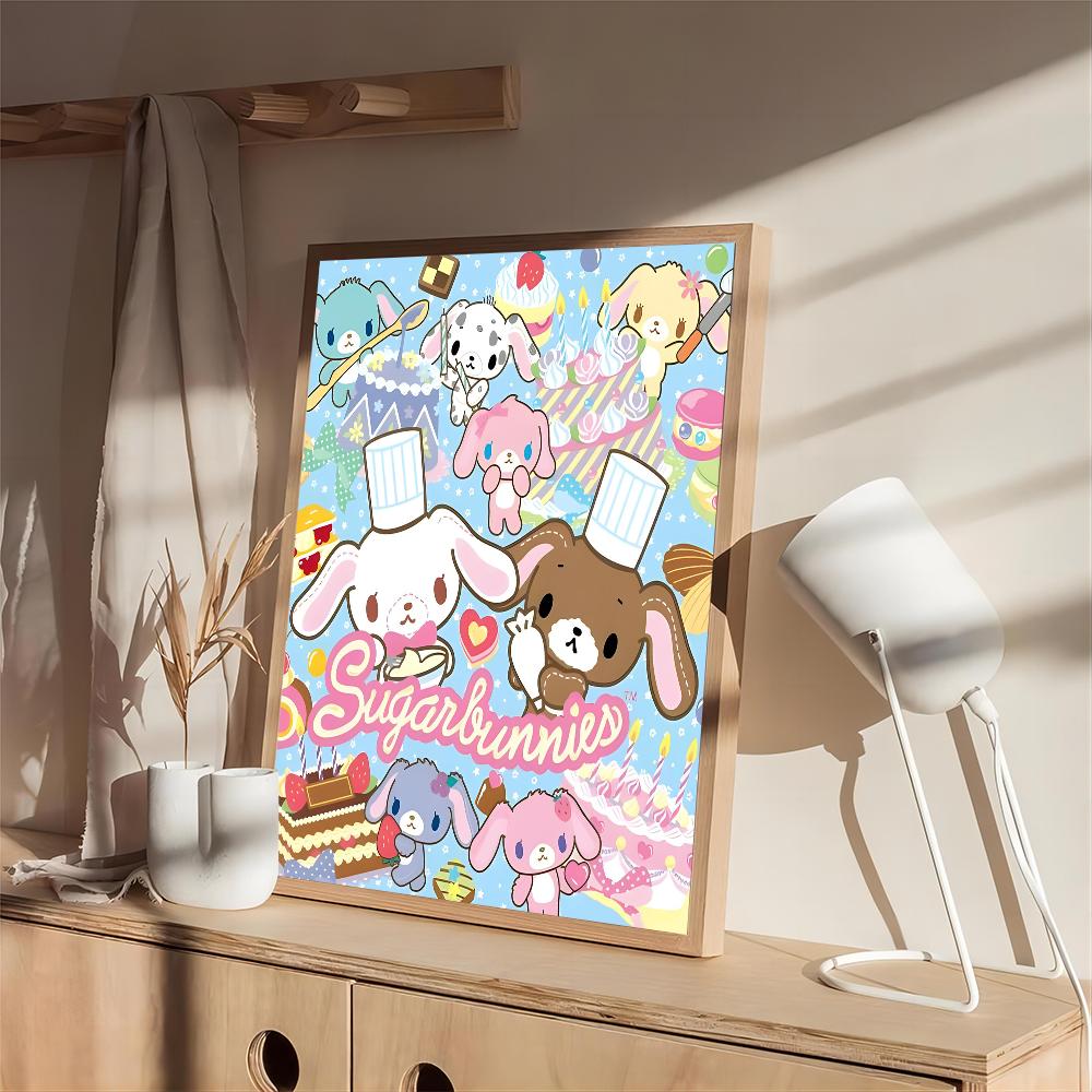 S_sugarbunnies Anime Kawaii Anime Poster Fancy Wall Sticker for Living Room Bar Art Wall Stickers Study Home Living Decoration