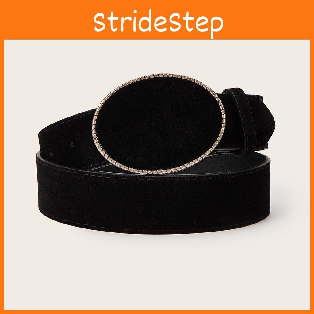 Simple Solid Color Suede Oval Buckle Design Women Casual Belt For Use Daily