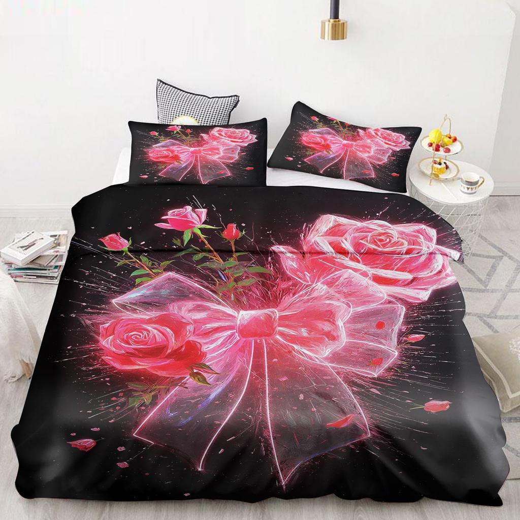 Schleife Bettbezug Set Bettdecke Bettwäsche 3D Kinderbettwäsche Set 3-teilig 1 Bettdeckenbezug King Size