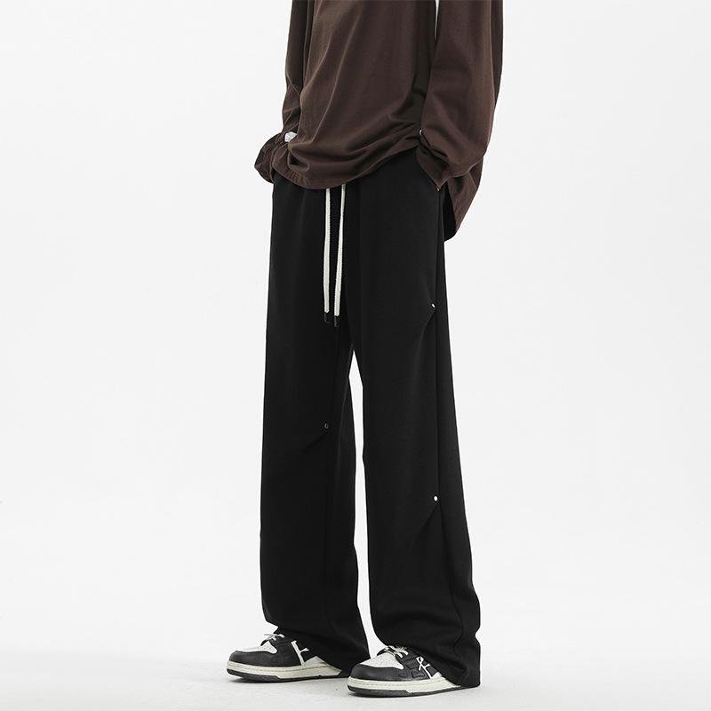 

Men s scimitar sweatpants spring and autumn new loose wide-leg pants men s pleated sports and leisure trousers M