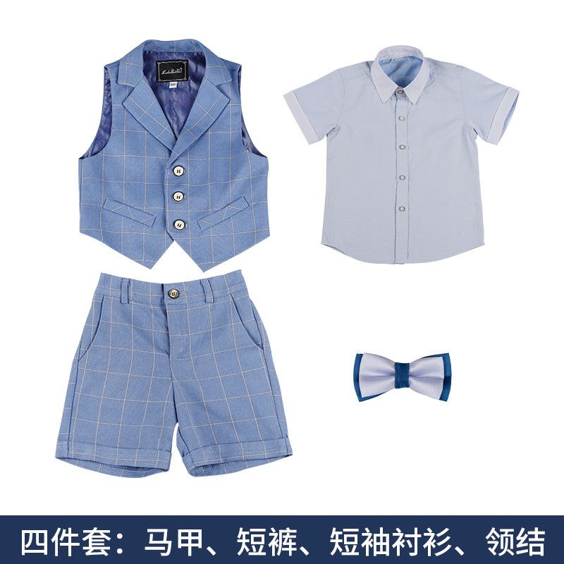 vest suit summer new short-sleeved performance suit three-piece children's speech baby year-old flower girl dress