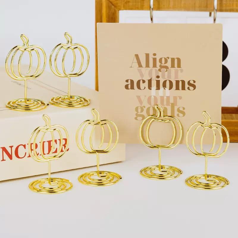 WTEMPO Creative Pumpkin Shaped Design Card Holders Office Table Card Holders DIY Desk Sign Holders Table Number Holder Stands Picture Holders