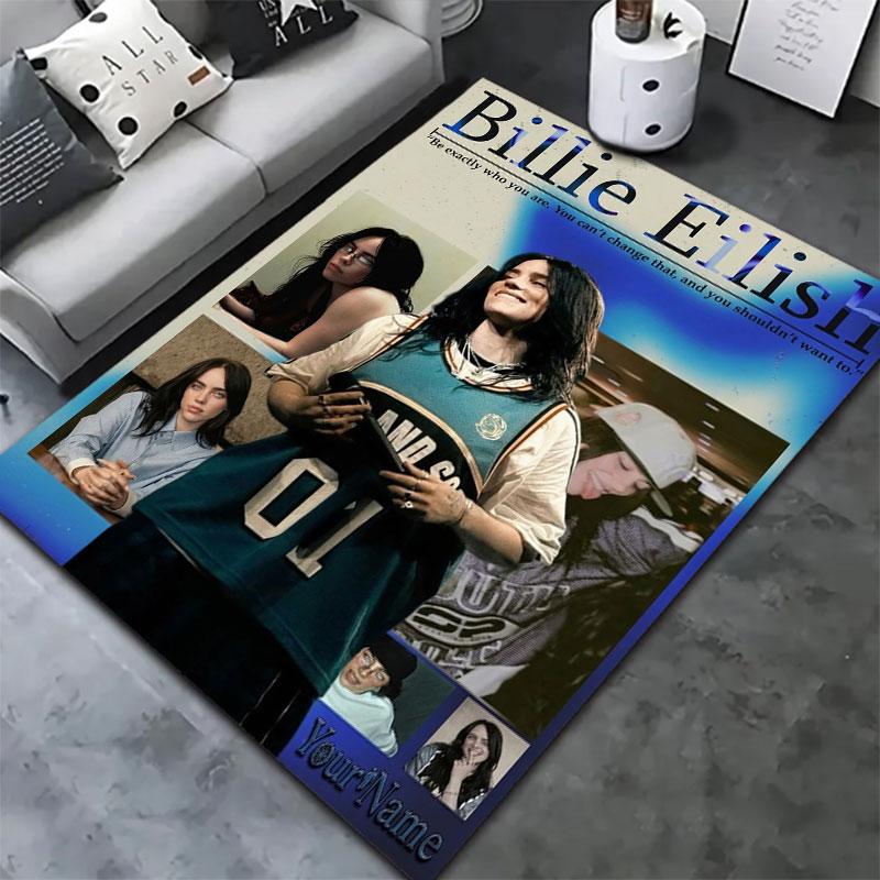 Billie Eilish Custom Name Carpet Rug for Living Room Bedroom Home Sofa Decoration,Kids play Non-slip Floor Mat