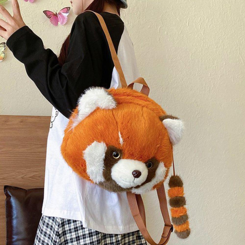 

Cute Raccoon Backpacks Plush Toy Plush Doll Schoolbags Red Panda Plush Bag Girls Boys