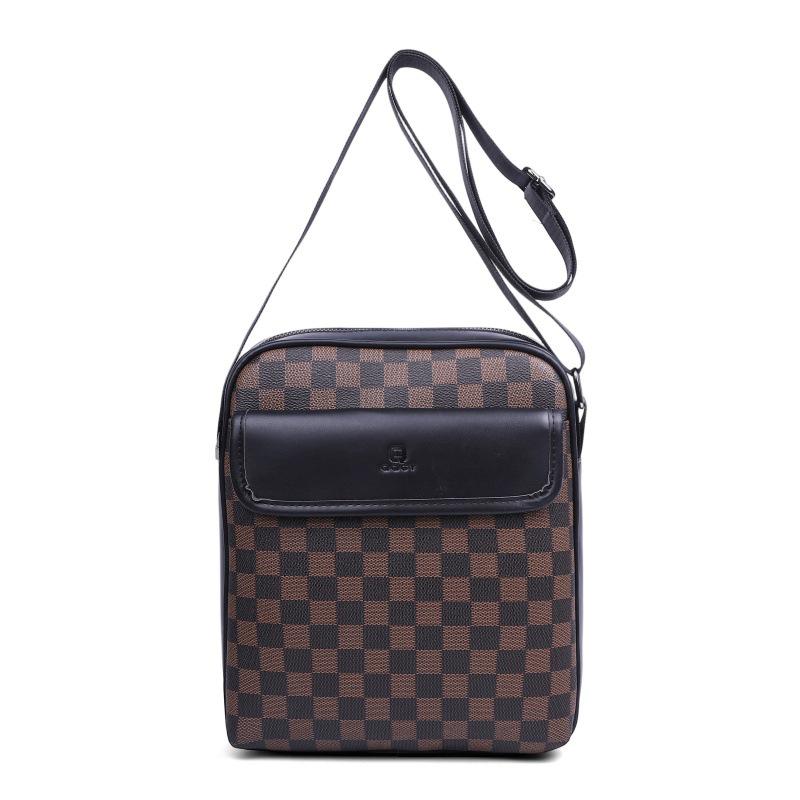 

Мужская повседневная клетчатая сумка-кроссбоди через плечо - Износостойкая, противоугонная, многофункциональная, уличная мода коричневый