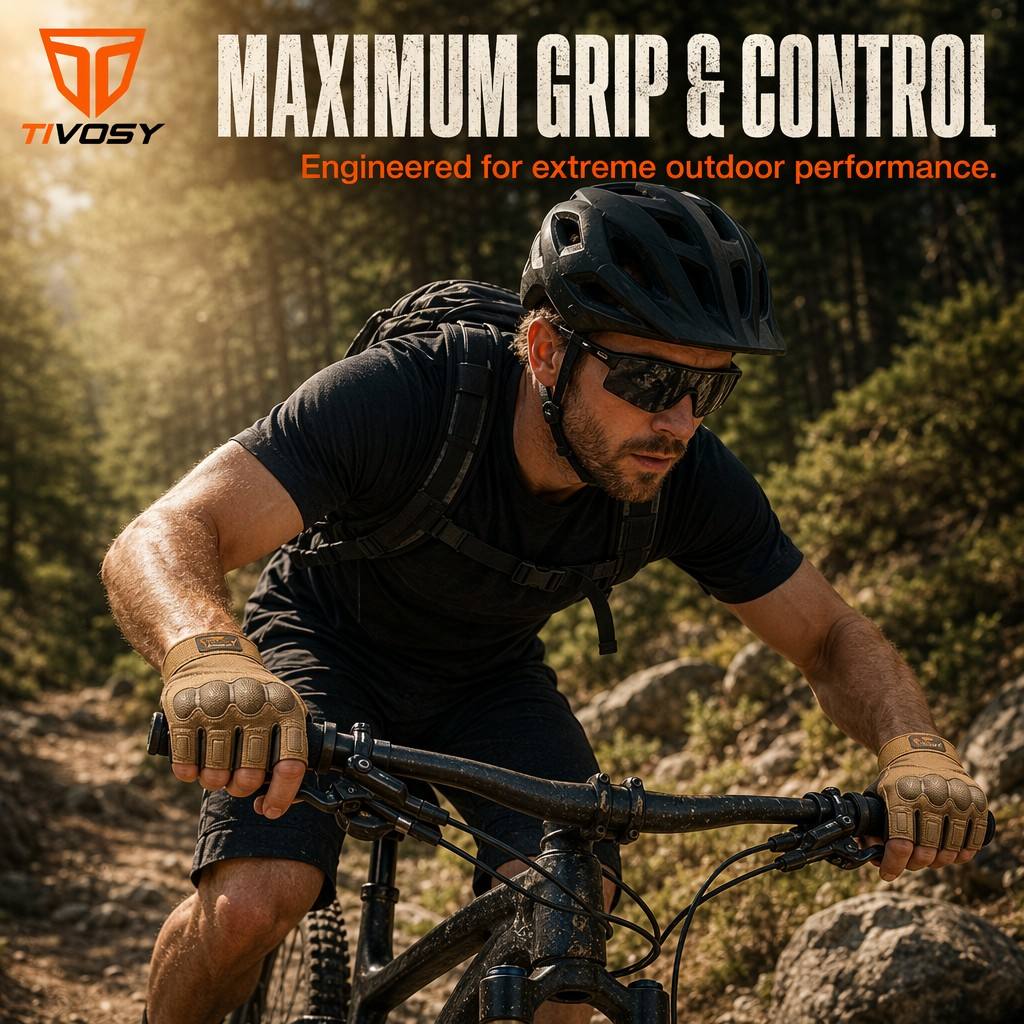 Tivosy Bezprsté rukavice Polstrovaná ochrana kloubů Bojové rukavice pro MTB Cyklistiku Střelbu Lov Outdoorovou Fitness