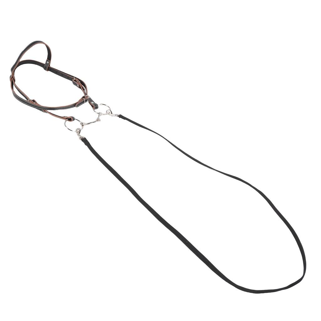 Horse Bridle with Rein Adjustable Size Cowhide Sturdy Comfortable Horse Headstall for Riding
