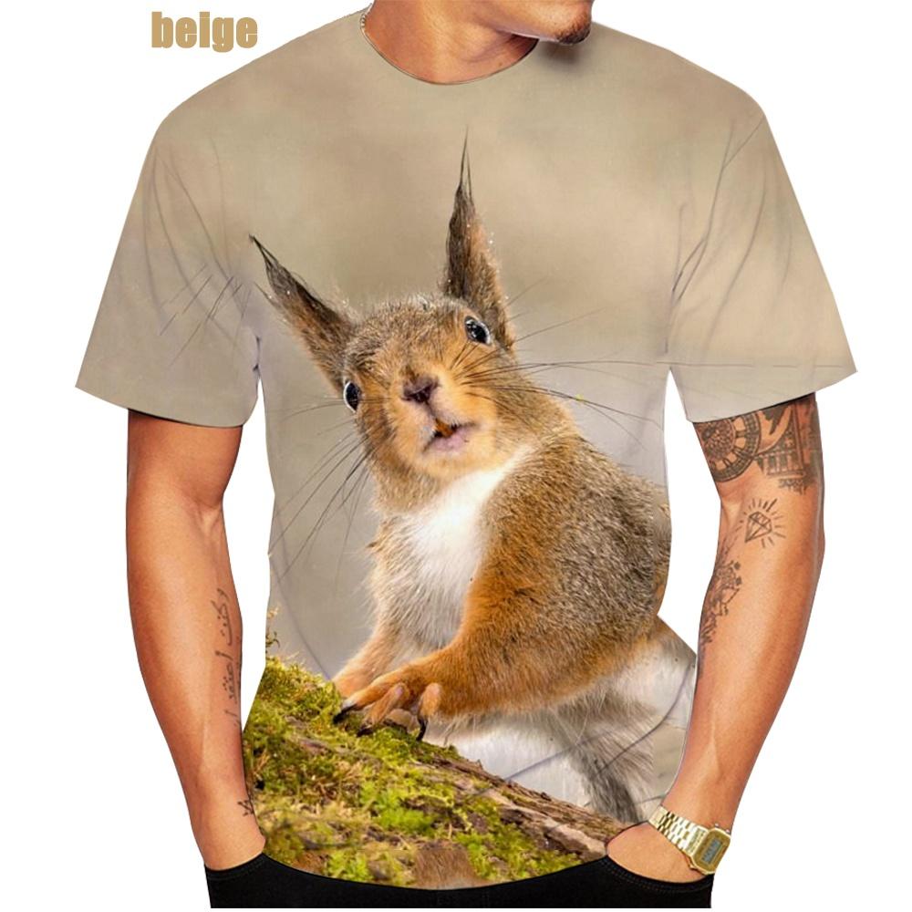 Letní tričko s kulatým výstřihem s 3D potiskem vtipného zvířete veverky, módní ležérní pánské tričko s krátkým rukávem