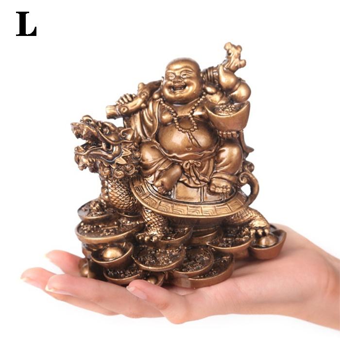 Resin God Beast Dragon Turtle Maitreya Buddha Statue Chinese Characteristic Fortune Decoration Home Office Feng Shui Statue