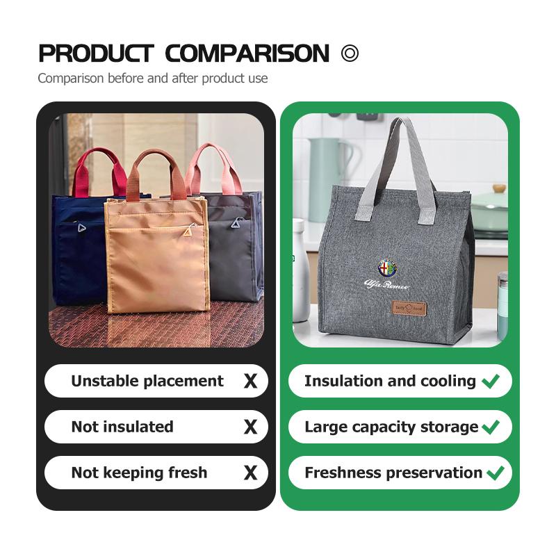 Insulated Lunch Bag Insulation Bento Pack Rice Bag Meal Pack For Alfa Romeo GT Stelvio F1 Brera Volante Tonale Gloria Disco