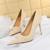 Fashion Elegant Banquet High Heels Slimming Pointed Toe Bowknot Women Vulcanized Shoes