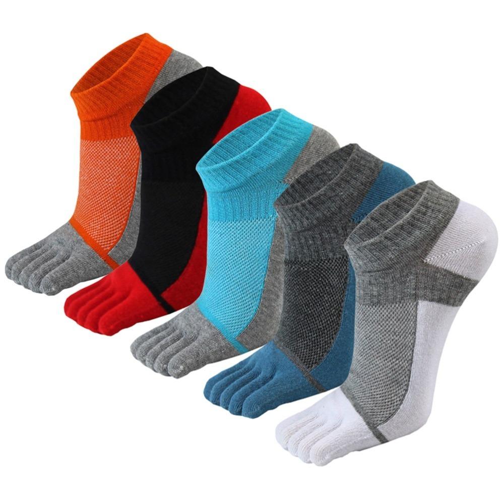 5 Pairs Men s Socks Breathable Toe Socks Cotton Wicking Five Fingers Socks Mesh Athletic Socks Workout 35-39 бежевый