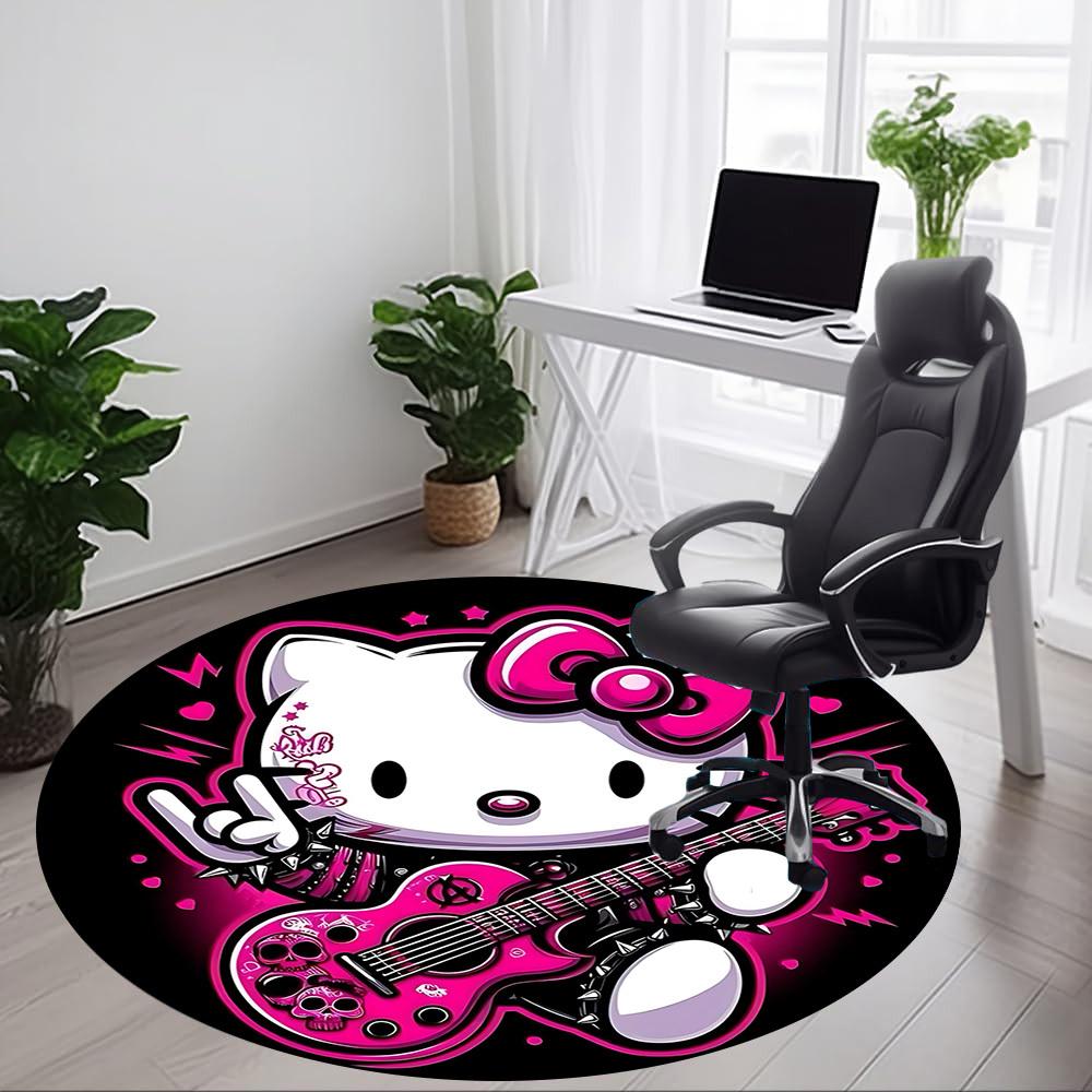 1PC Hello Kitty Office Round Rug - Perfect for Office or Study Decor, Non-Slip Backing, Decorative Floor Mat yy250916039