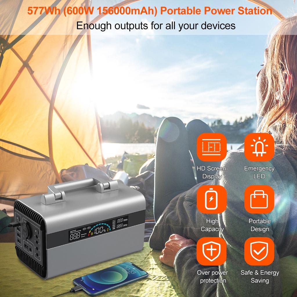 Generator portabil 220V 600W Încărcător de baterie Alimentare solară Baterie externă de camping Stație invertor Alimentare de urgență pentru exterior