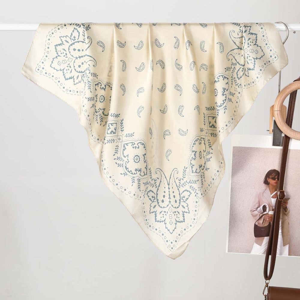 70x70cm Imitation silk Silk Scarf Print Bandana Women Hijab  Spring
