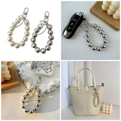 Cute Bowknot Pearl Hoop Keychain Pendant Bag Phone Pendant Women Backpack Handbag Charm Lovely Hanging Decoration