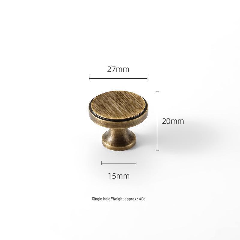 American Retro Brass Single-Hole Drawer Handle - French Vintage Style Pure Copper