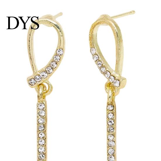 Minimalist Trendy Ear Drops 1 Pair Sparkly Women Earrings, Geometric Cubic Zirconia Dangle Comfortable Daily Wear Jewelry Gold Plated Rhinestone Drop