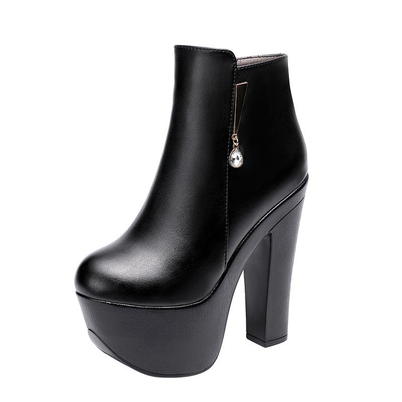 15cm Small Size 32-43 Sexy Extreme Block High Heels Shoes Women Boots Winter 2025 Thick Platform Boots Ankle Botas Model Office