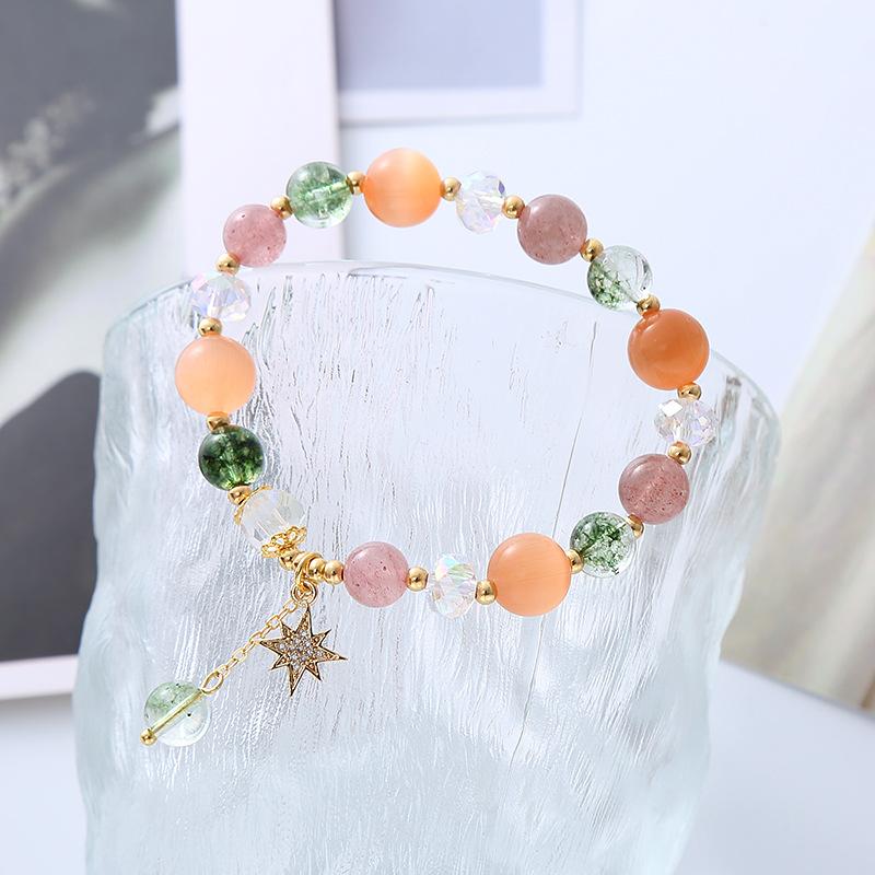 Natural Green Ghost Bracelet Strawberry Crystal Opal Crystal Bracelet Bangles Women Fashion Jewelry Accessories Gift