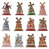 Kerstman Bureau Centerpiece Kerst Windmolen Houten Ornament, Decoratief Ambacht met Draaiend Peperkoekhuis Tafeldecor Bladen, Handgemaakt