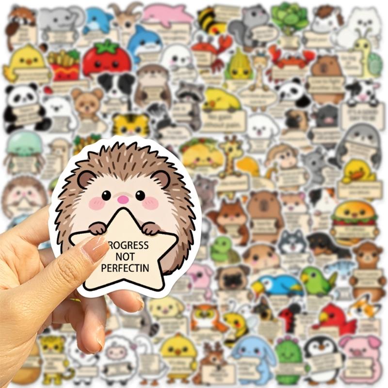 100Pcs Removable Reusable Animal Stickers PVC Decorative Labels Decals Suitable For Devices Home Decor Creative Projects