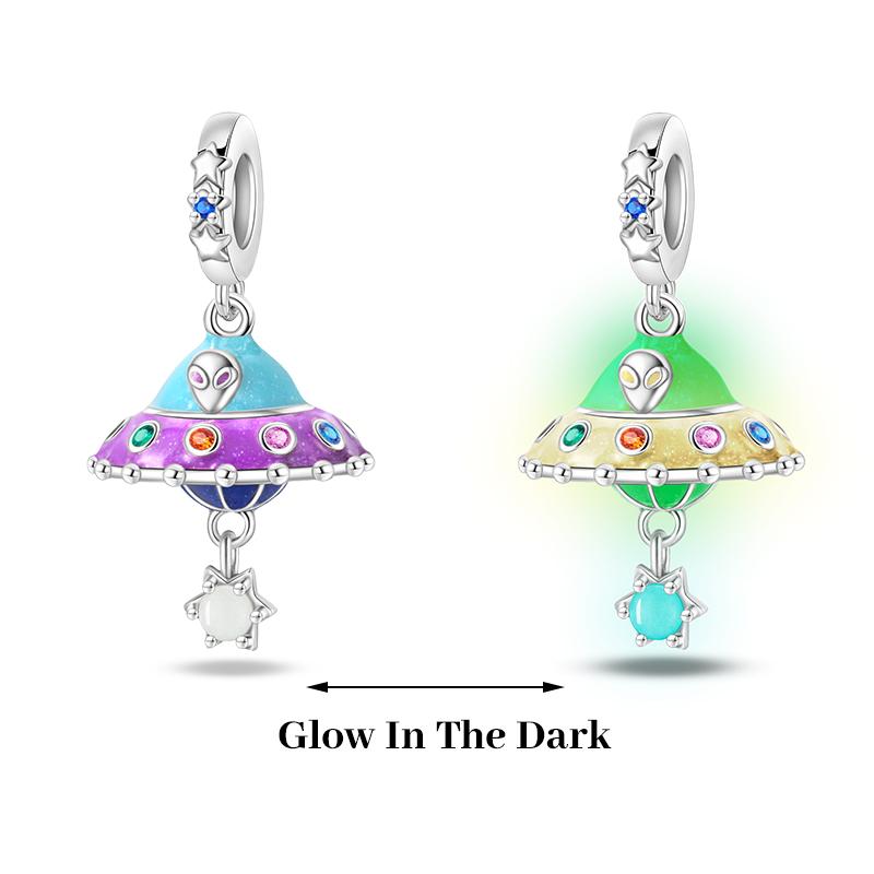 925 Silver Plated Fireflies Butterfly Stars Luminous Charms Beads Fit 3mm 925 Original Bracelets DIY Jewelry Gift