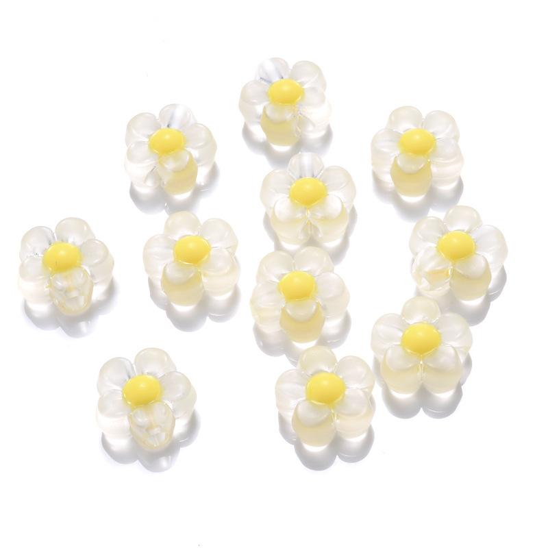 100pcs 12mm Sunflower Acrylic Beads Matte Transparent Mixed Color Spacer Loose Beads DIY Bracelets Necklace Jewelry Accessories