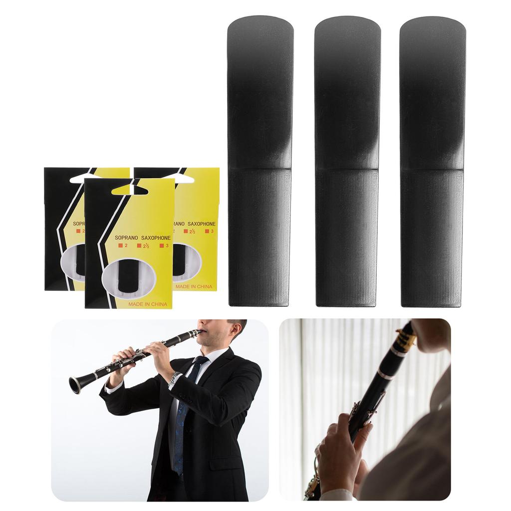 3Pcs Saxophone Reed Strength 1.5/2.0/2.5 Resin Soprano Saxophone Mouthpiece Reed for Saxophone Beginners Students