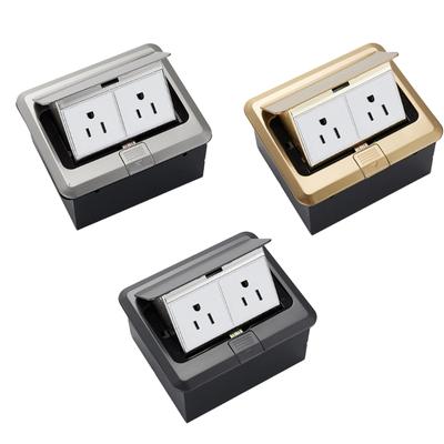 Modern Recessed Floor Mounted Electrical Outlet with Safety Cover US Standard Fashion Floor Outlet for Home