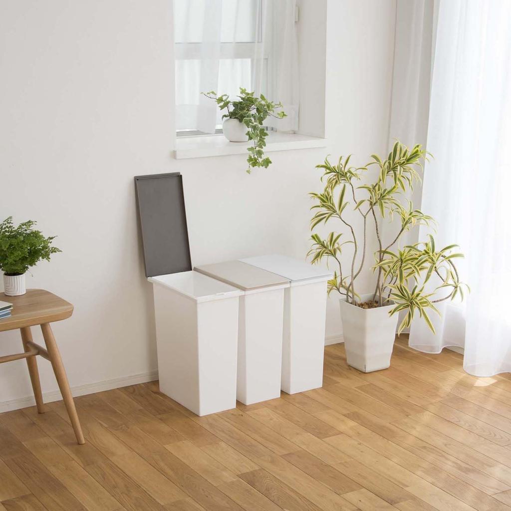 Shinki Gosei Dragonfly Neo Color Trash Can Separated by Color Slim Open Type 20 Liters Set of 3 Brown Beige White Gray Width X Depth X Height Cm With