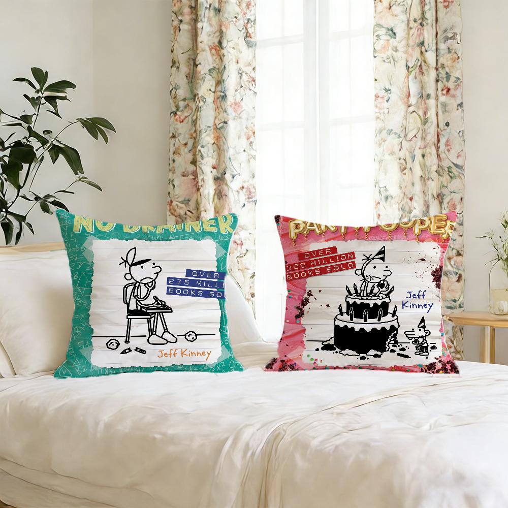 D-Diary Cute W-Wimpy Kid Cushion Cover For Pillow Printing Sofa Decoration Home Car Room Coffee Shop Office Nordic Simplicity