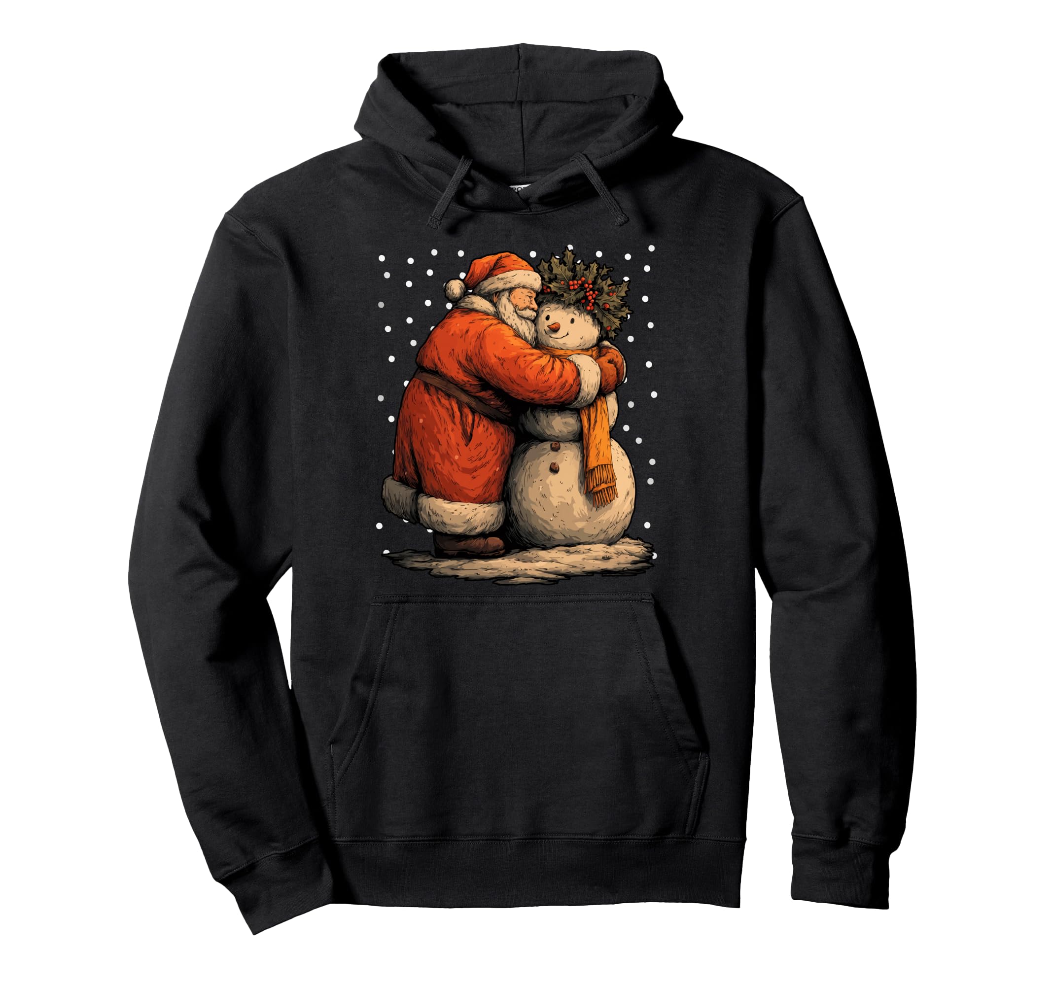 

Santa Claus and adorable snowman winter season Christmas hoodie чорний