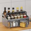 Multi functional spice storage drawer, 4-compartment seasoning storage box with spoon and lid, top table and handle