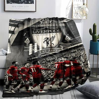 Liverpool Players Printed Flannel Blanket, Soft Throw for Bedroom Sofa, Washable, Fan Merchandise, Great Gift.