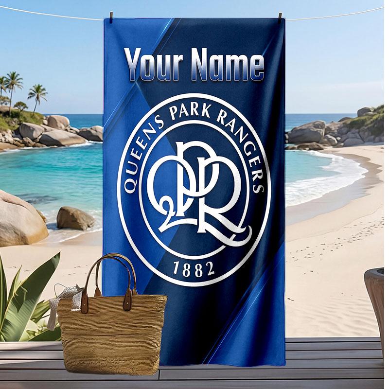 Queens Park Rangers FC Personalisiertes Bedrucktes Strandtuch Fußballlogo Unterstützung Benutzerdefinierter Name Text Saugfähiges Handtuch für Sport Reisen Besonderes Geschenk