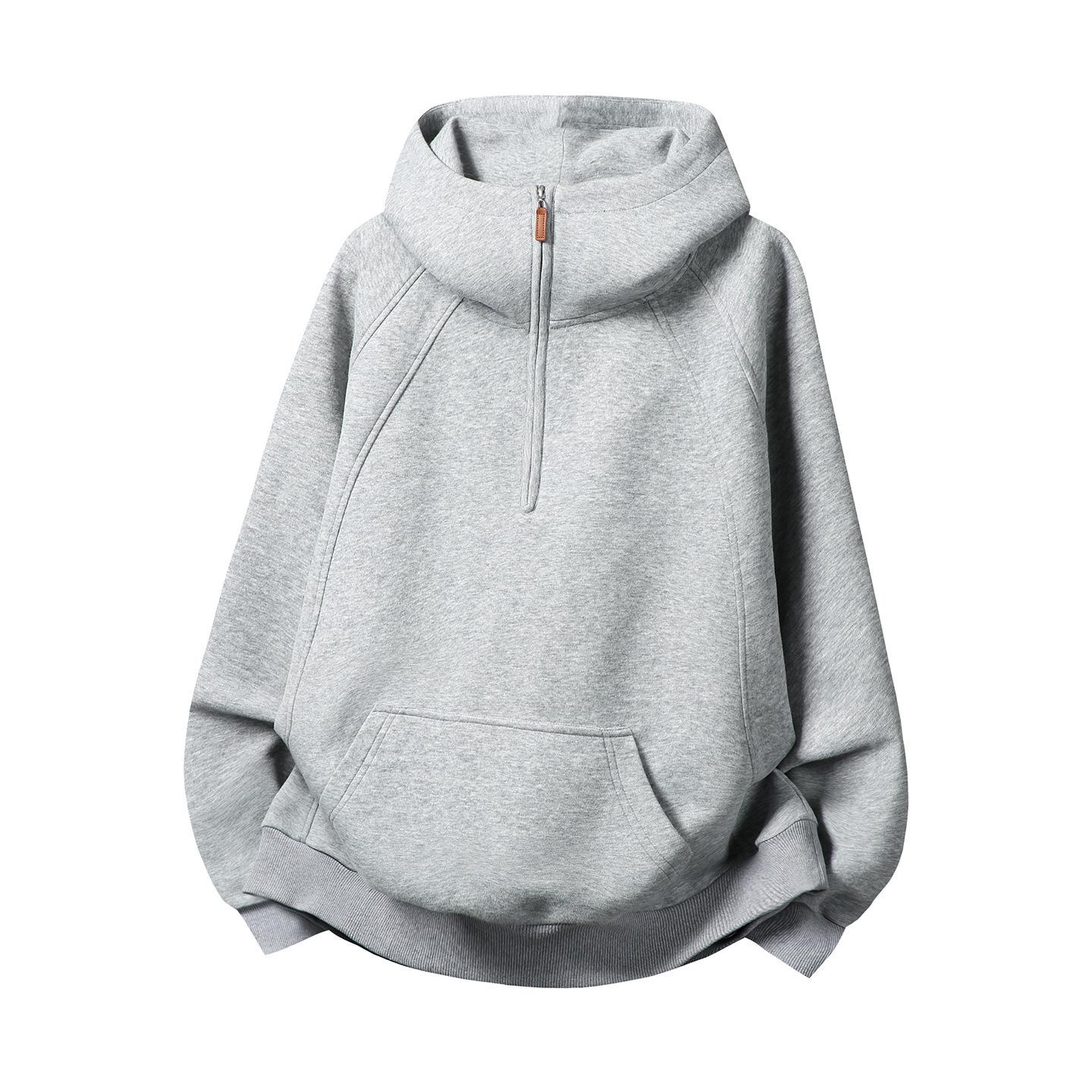 Men s Spring Color Block High-Neck Half-Zip Hoodie with Loose Fit XXL