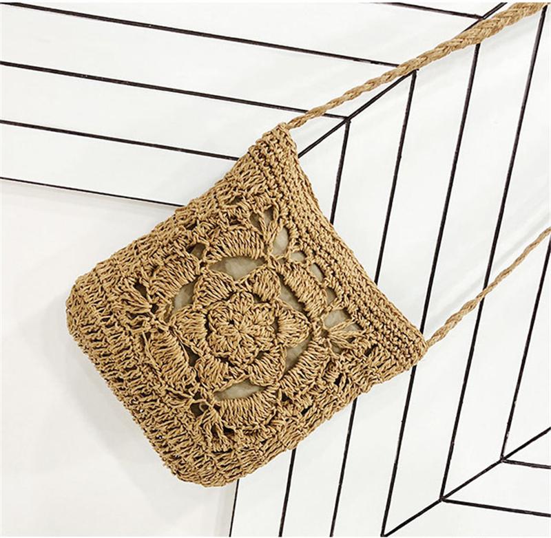 Женские соломенные сумки, сумки через плечо из ротанга, плетеная женская сумка на плечо 22*1*26cm коричневый